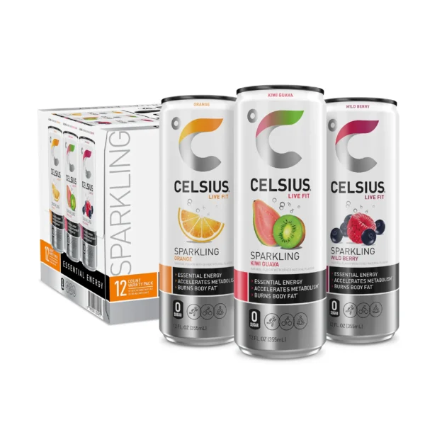 Celsius Sparkling Energy Drink - No Sugar or Preservatives | 12 fl oz, Slim Cans - Assorted Variety Pack (12-Pack) - Image 2
